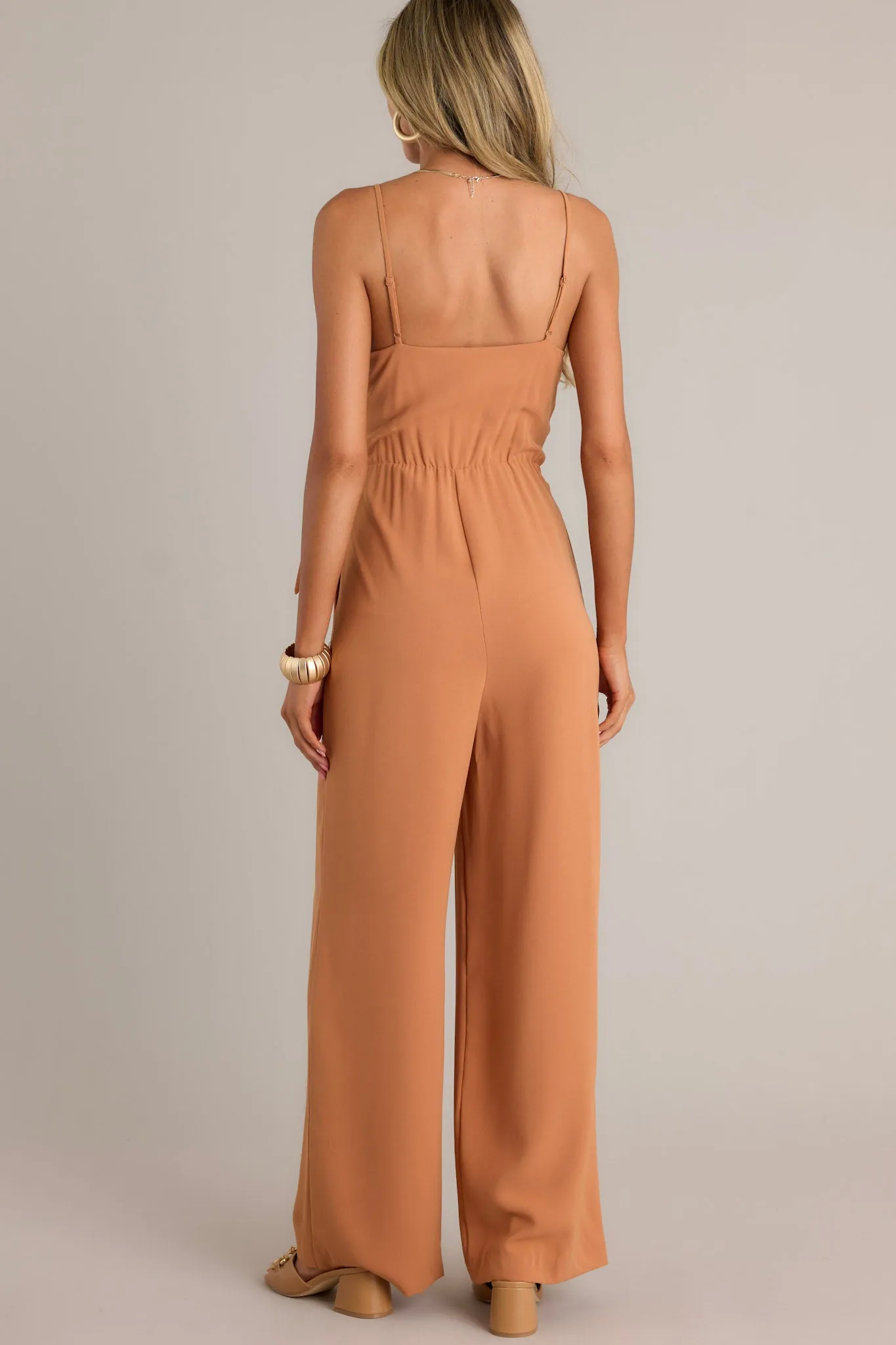 Make Every Day Count Light Clay Faux Wrap Jumpsuit