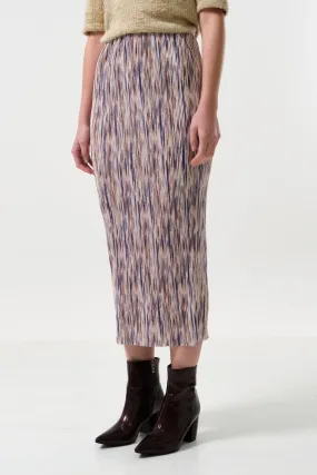 Maylis Line Print Pleat Midi Skirt