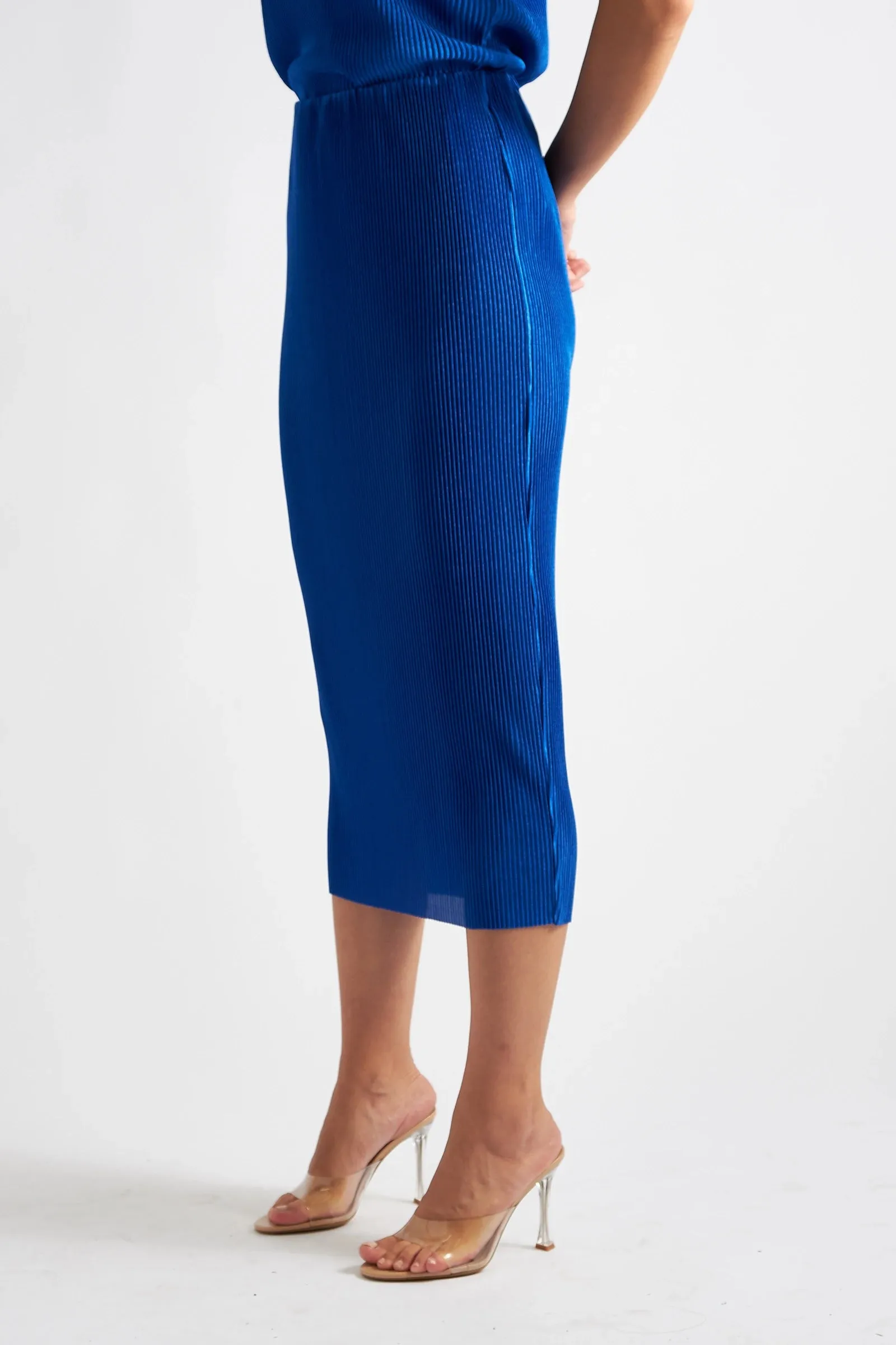 Maylis Pleat Midi Skirt - Cobalt