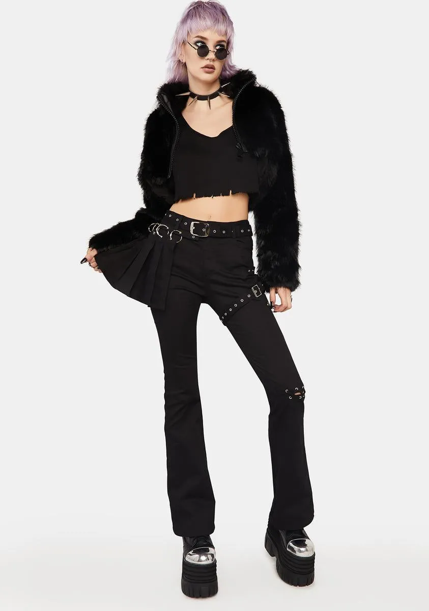 Medium Low Waist Punk Flared Pants