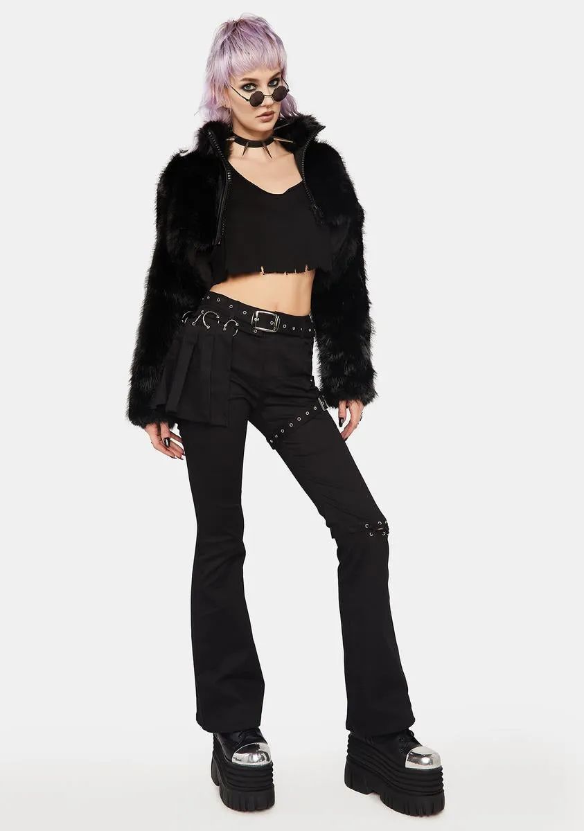 Medium Low Waist Punk Flared Pants