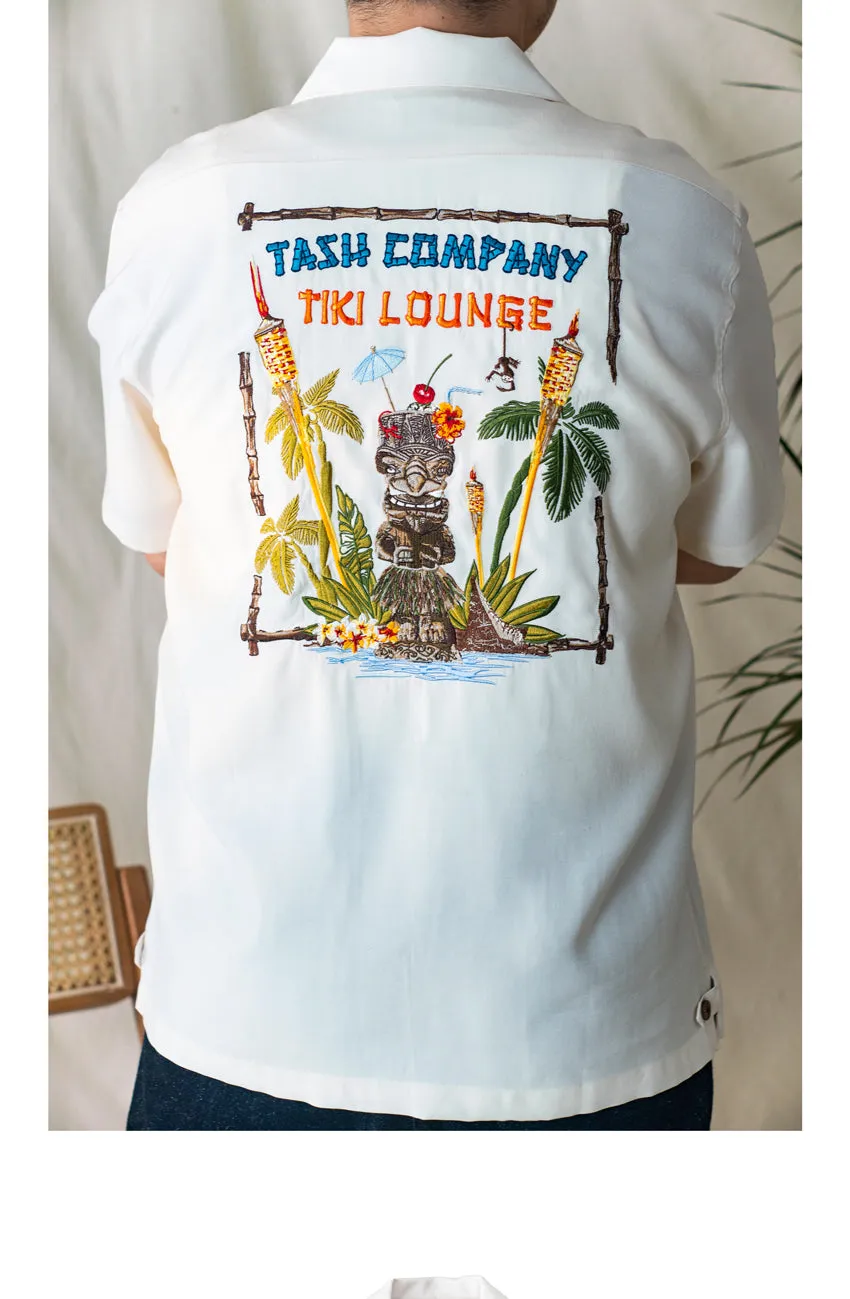 Men's TIKI Embroidery Cuban Collar Shirt