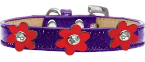 Metallic Flower Ice Cream Collar Purple With Metallic Red Flowers Size 12