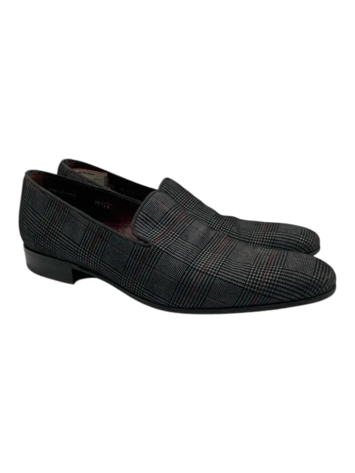 Mezlan Shoe Size 10 Gray & Red Leather Plaid Slip On Men's Shoes