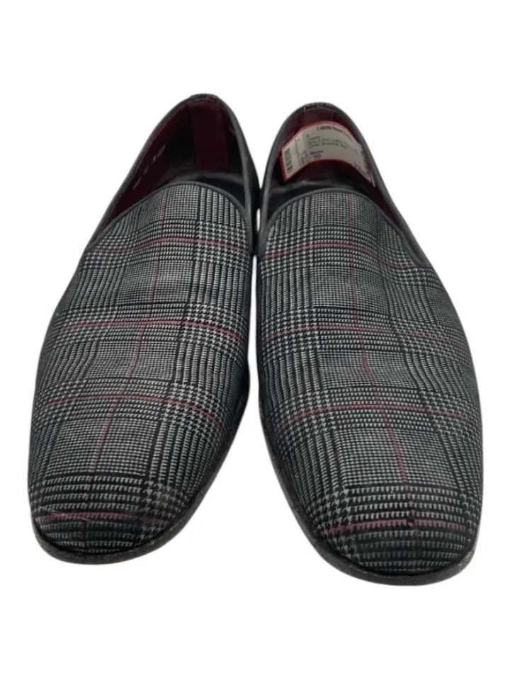 Mezlan Shoe Size 10 Gray & Red Leather Plaid Slip On Men's Shoes