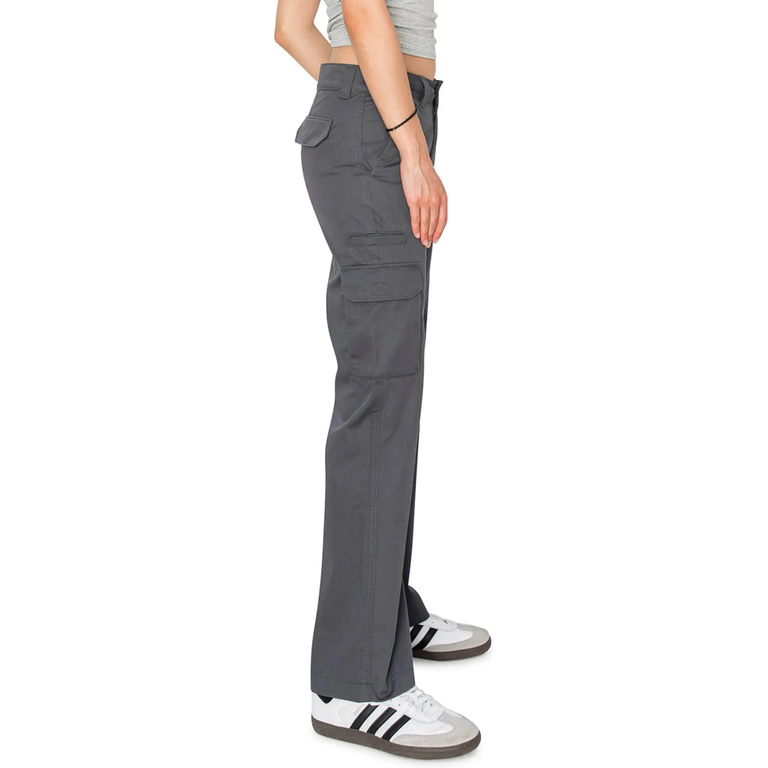 Mid Rise Relaxed Fit Cargo Work Pants - Grey