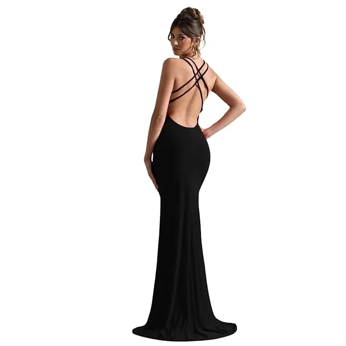 Midnight Luxe Lycra Blend Bodycon Maxi Dress