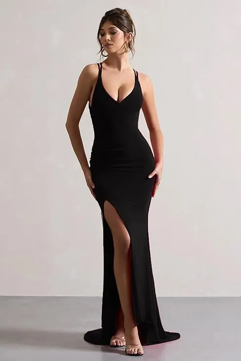 Midnight Luxe Lycra Blend Bodycon Maxi Dress