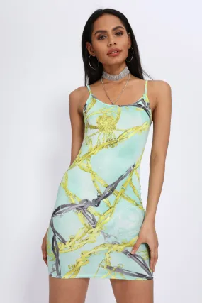 Multi Printed Strappy Bodycon Dress