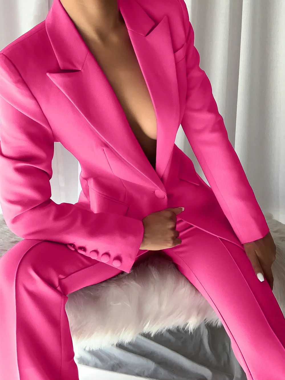 NAOMA Blazer & Flared Pants Set in Pink