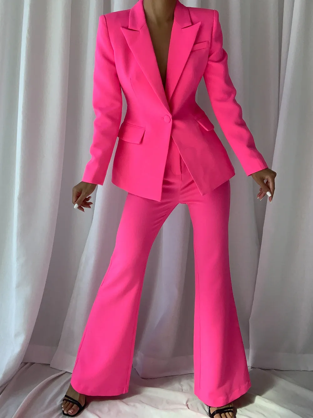 NAOMA Blazer & Flared Pants Set in Pink