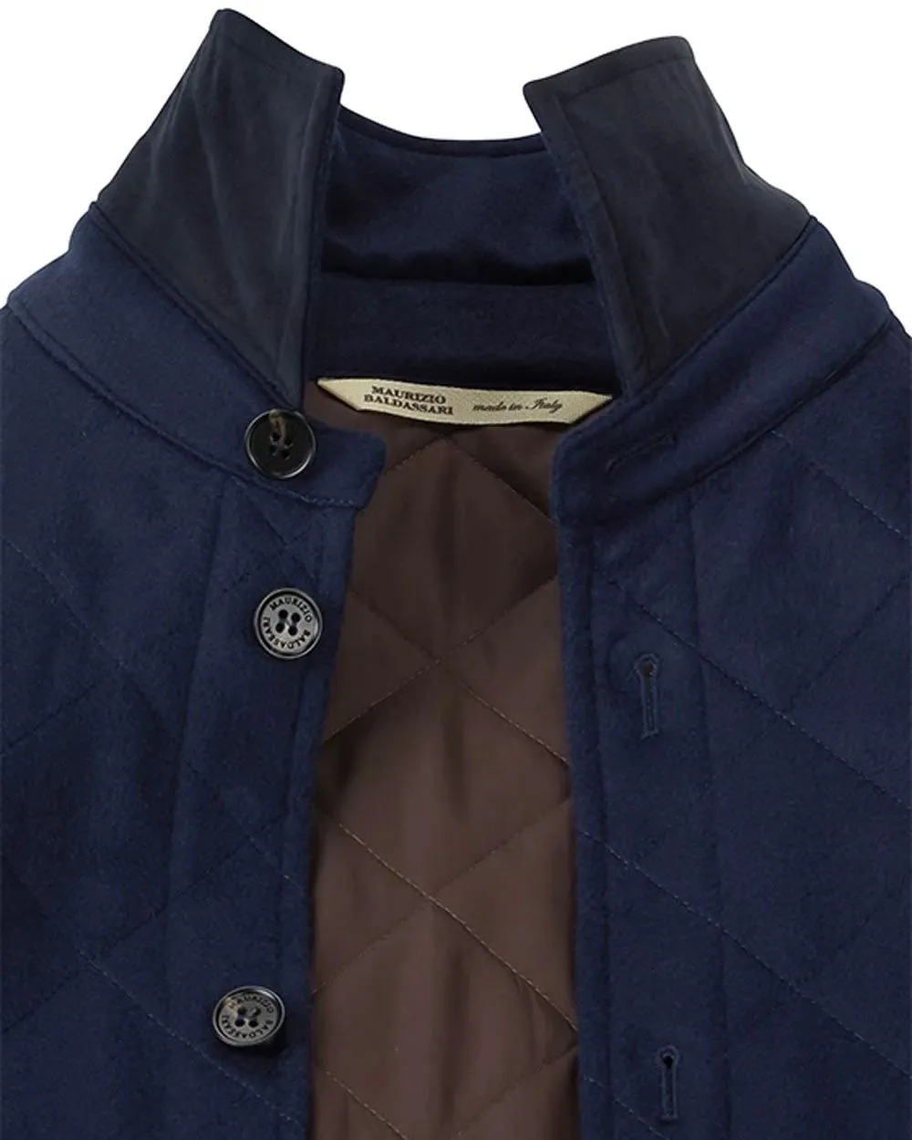 Navy Diamond Quilted Cashmere Shacket