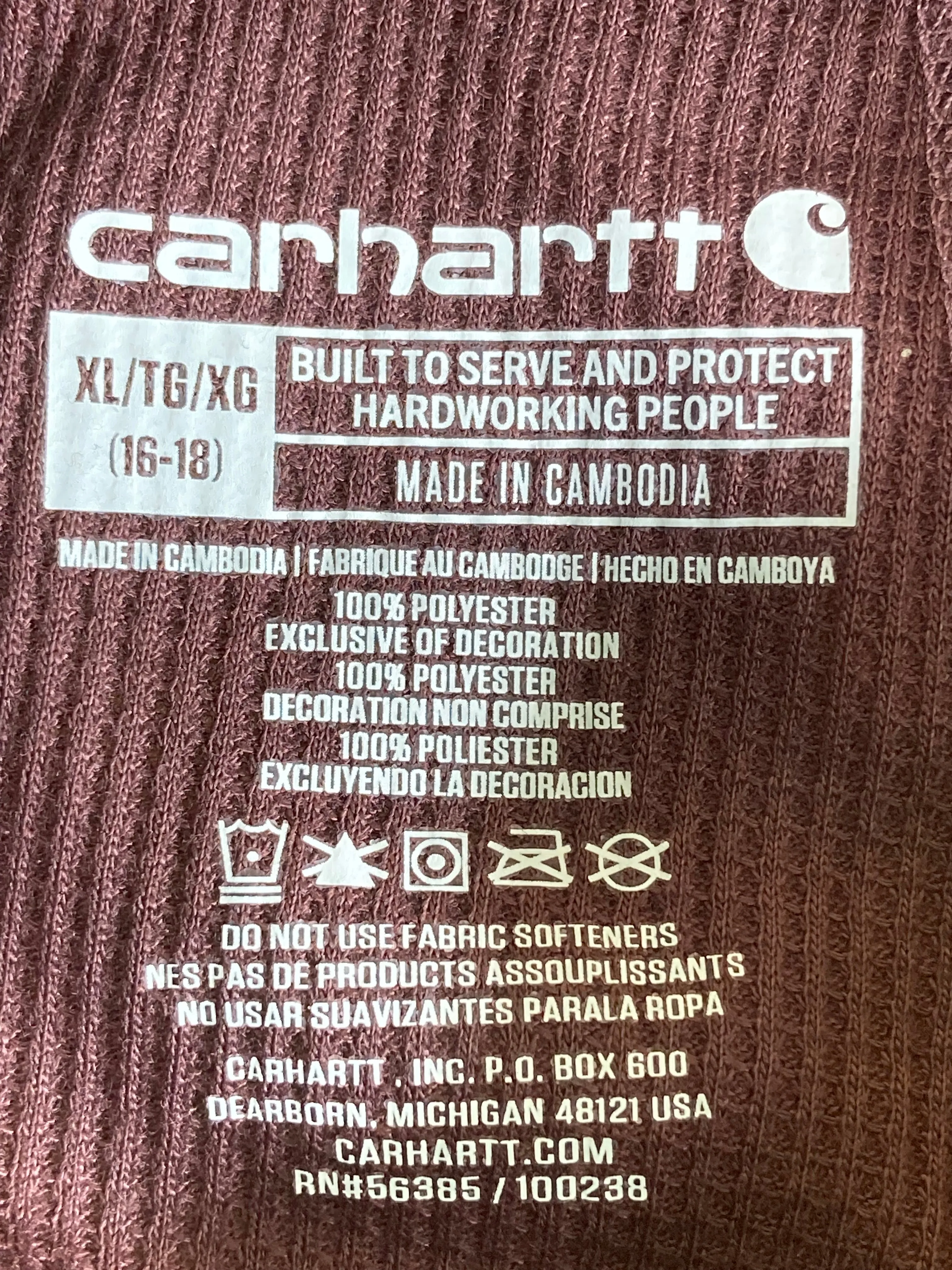 NEW! CARHARTT UM0198-W XL Womens Midweight Waffle Base Layer Pants Maroon