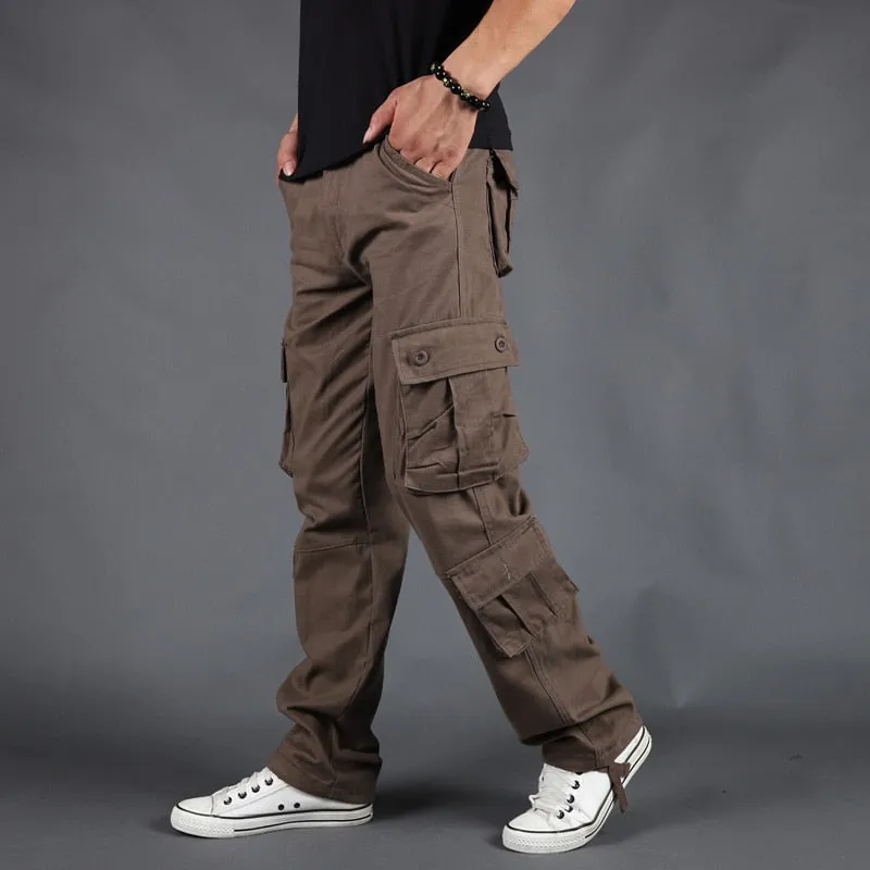 New Men Cargo Pants Mens Loose Army Tactical Pants Multi-pocket Trousers Pantalon Homme Big Size 42 Male Military Overalls