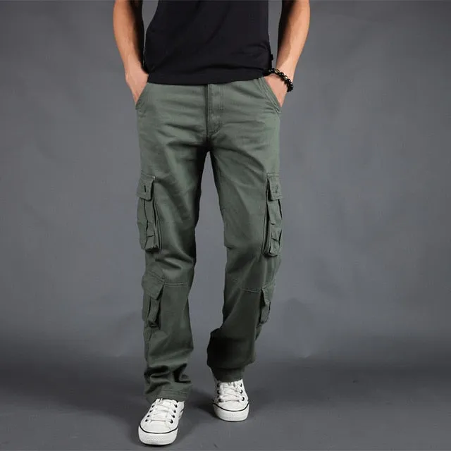 New Men Cargo Pants Mens Loose Army Tactical Pants Multi-pocket Trousers Pantalon Homme Big Size 42 Male Military Overalls