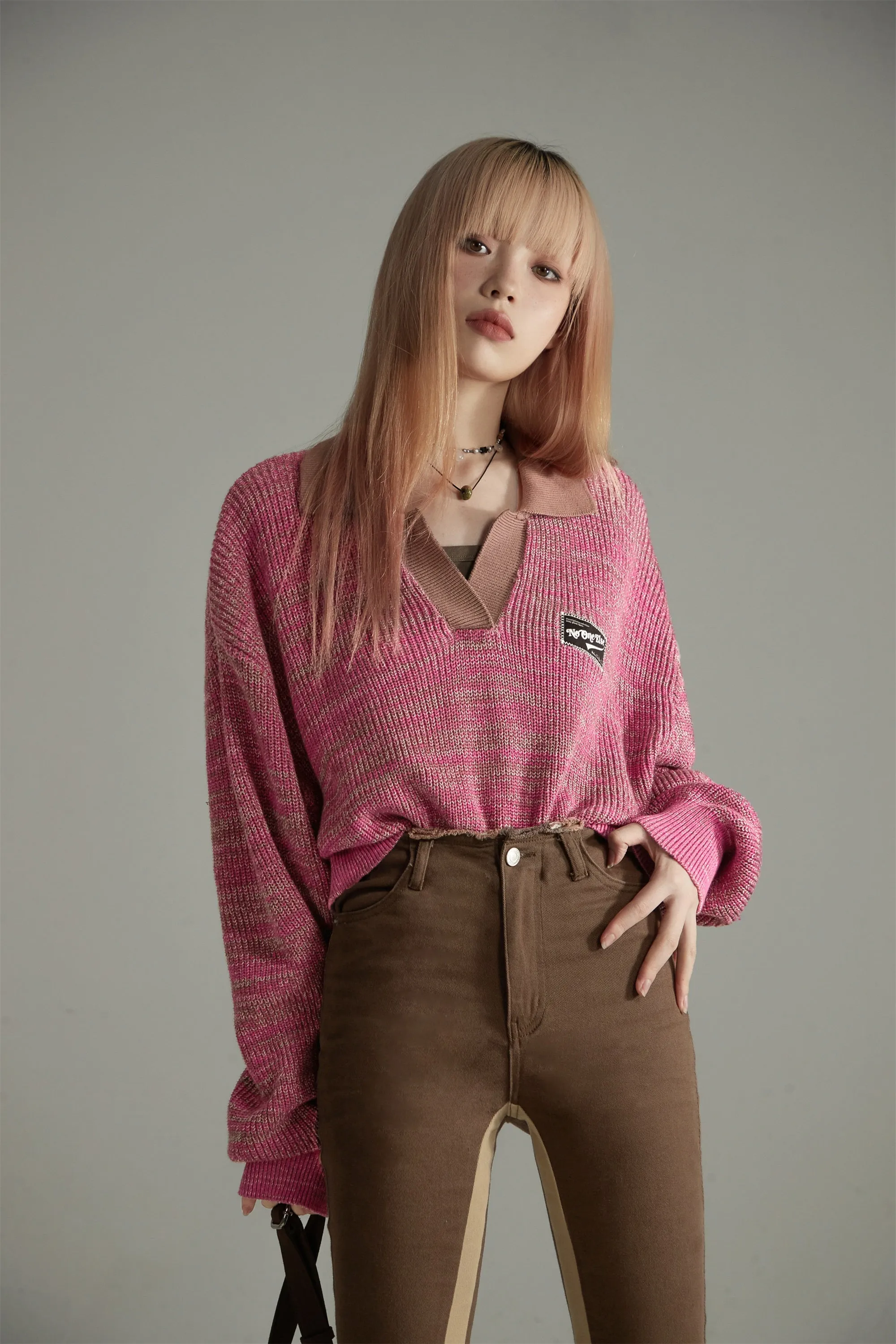 Noe Collar Crop Knit Sweater