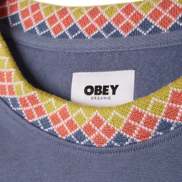 Obey Verner Argyle Crew - Vintage Blue