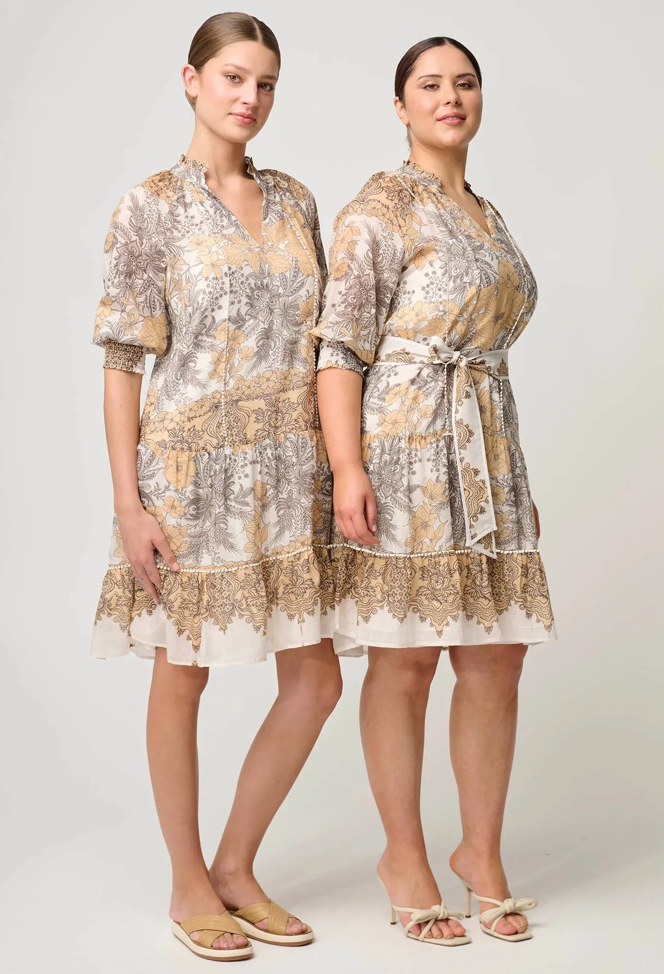 ONCE WAS - Sanibel Cotton Silk Dress in Golden Mallow