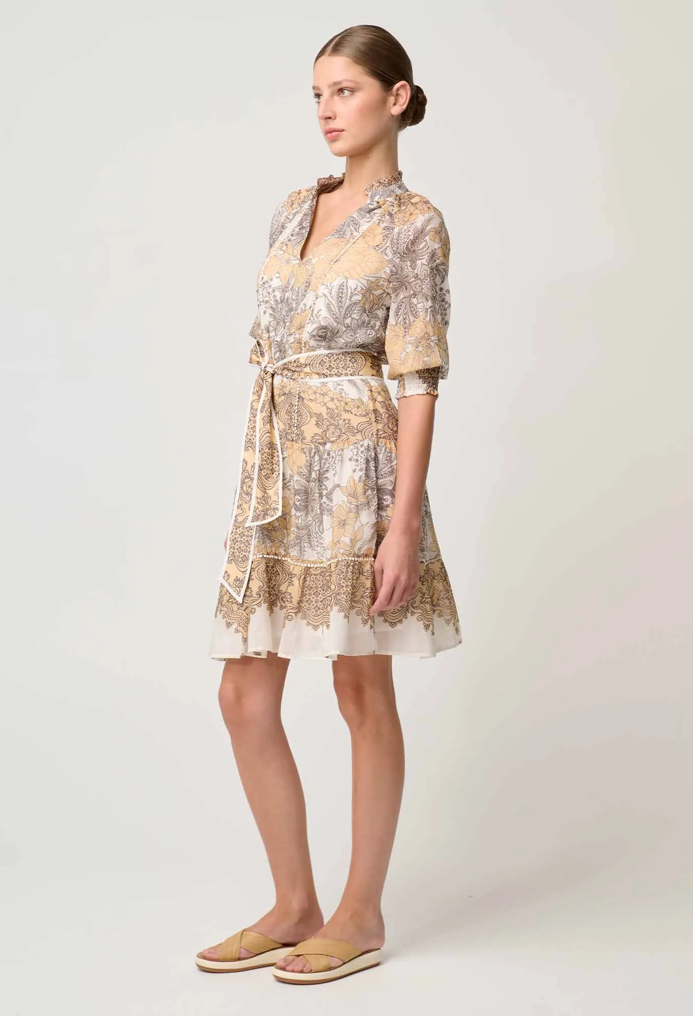 ONCE WAS - Sanibel Cotton Silk Dress in Golden Mallow