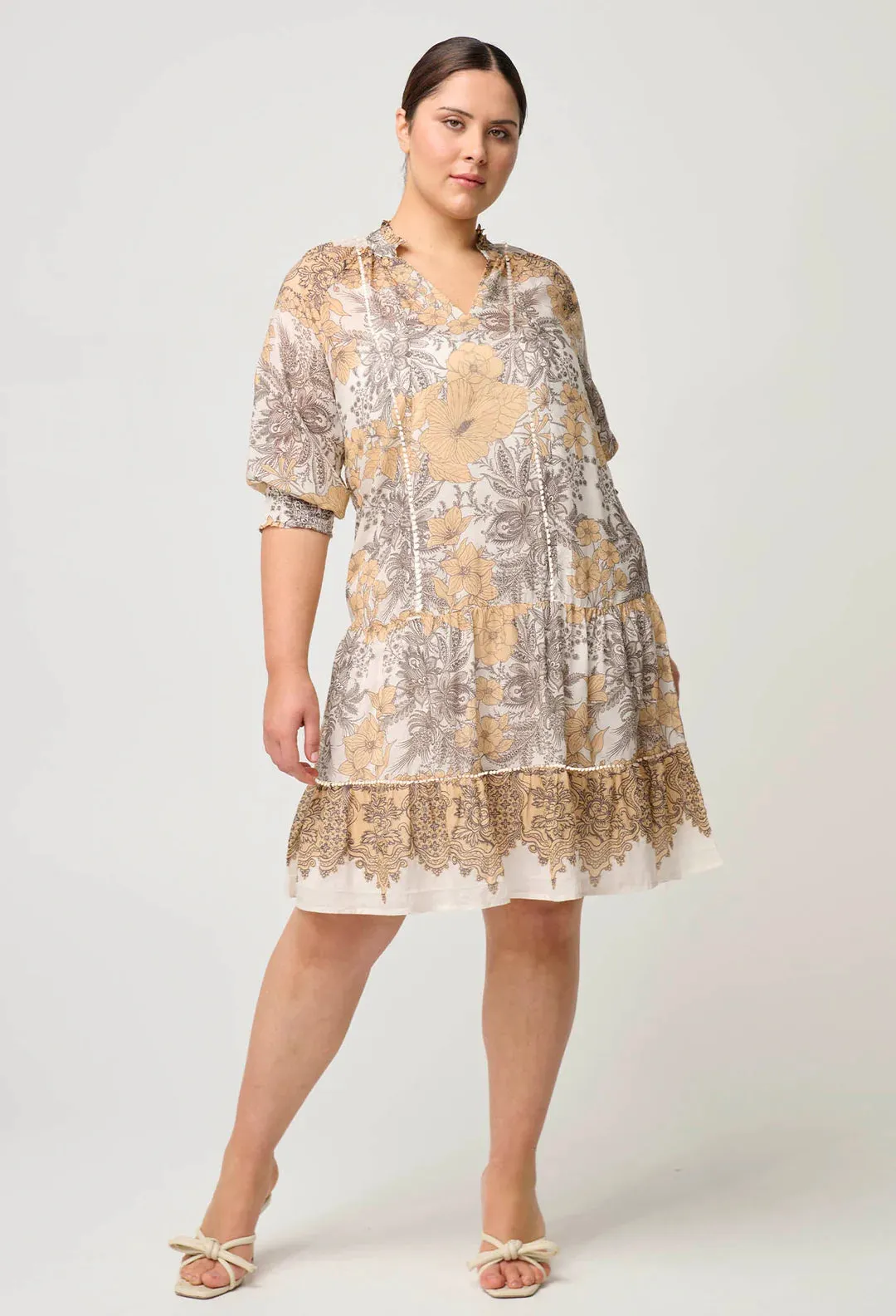 ONCE WAS - Sanibel Cotton Silk Dress in Golden Mallow