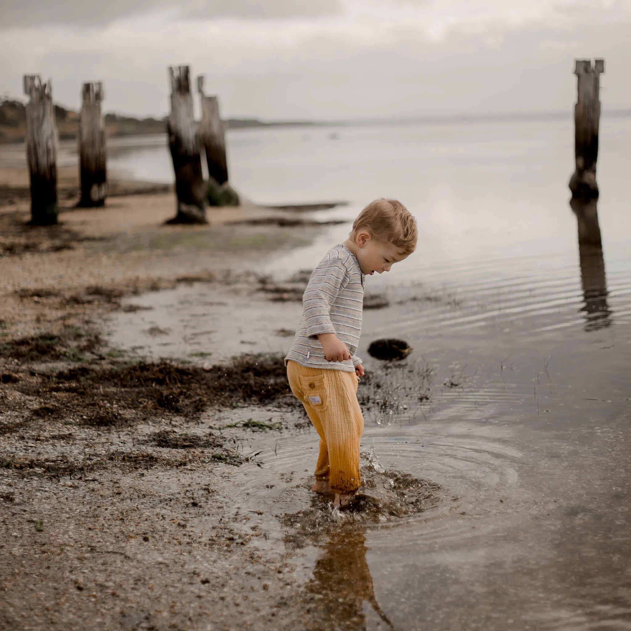 Organic Cotton Toddler Harem Pants - Mustard