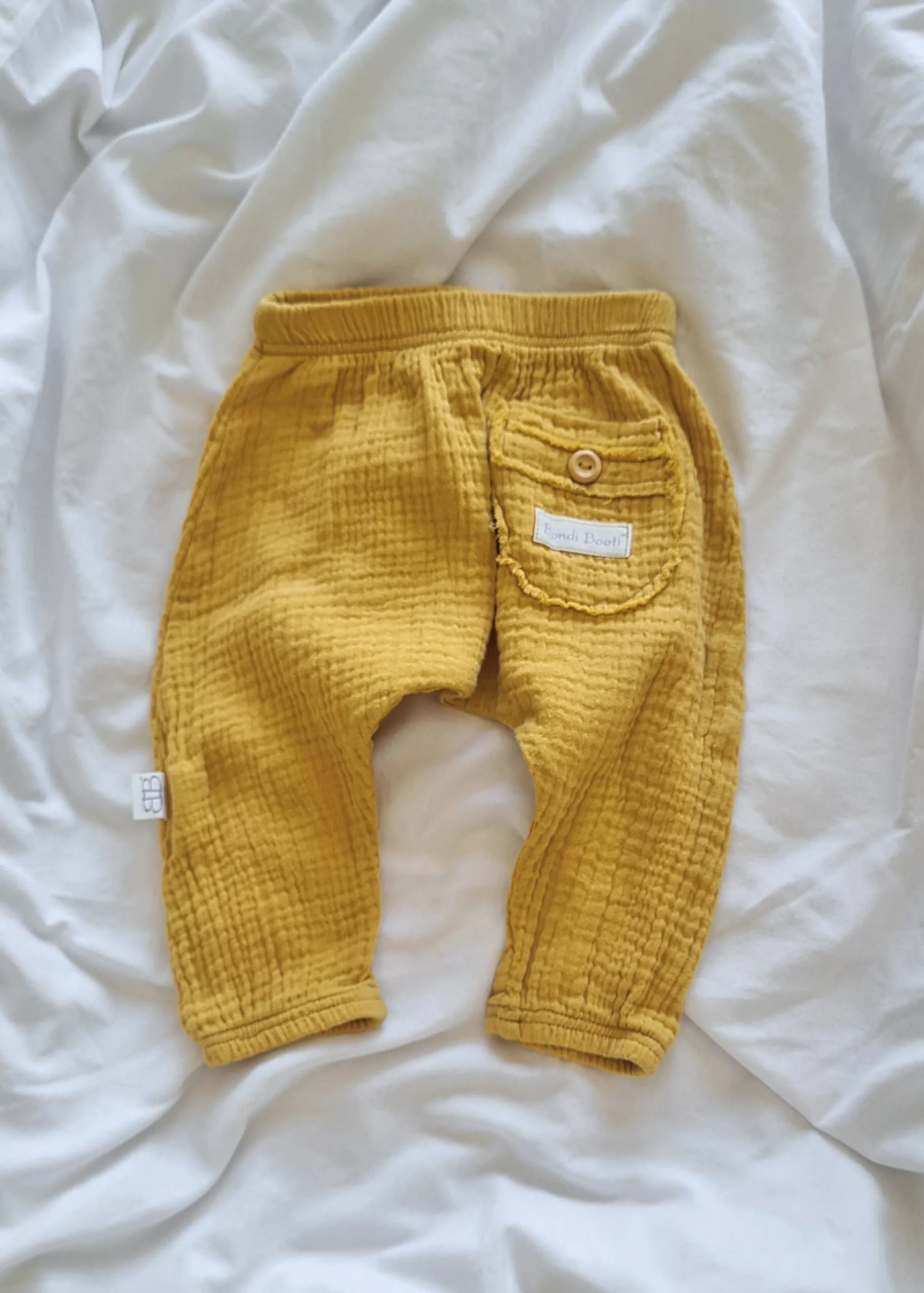 Organic Cotton Toddler Harem Pants - Mustard