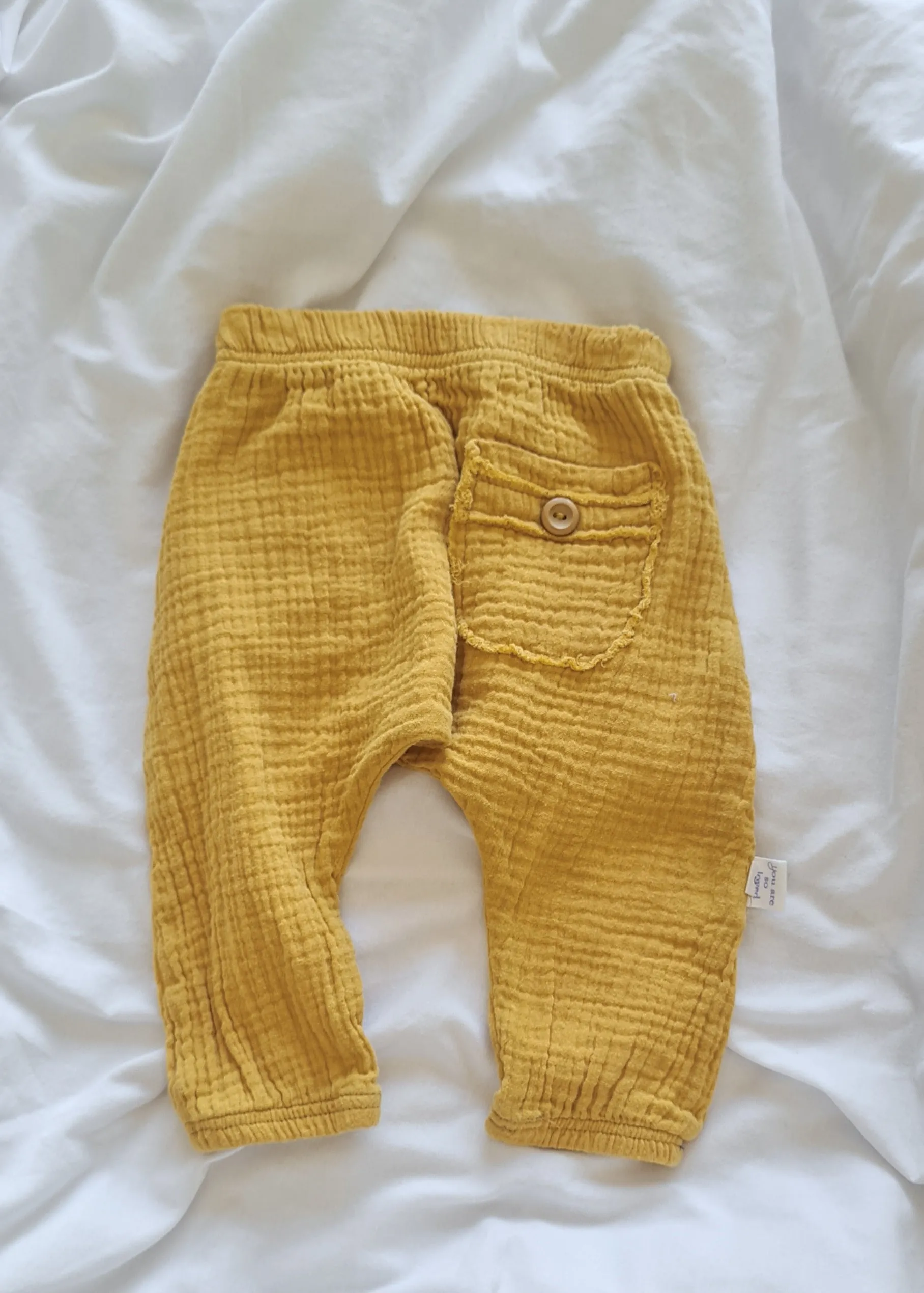 Organic Cotton Toddler Harem Pants - Mustard