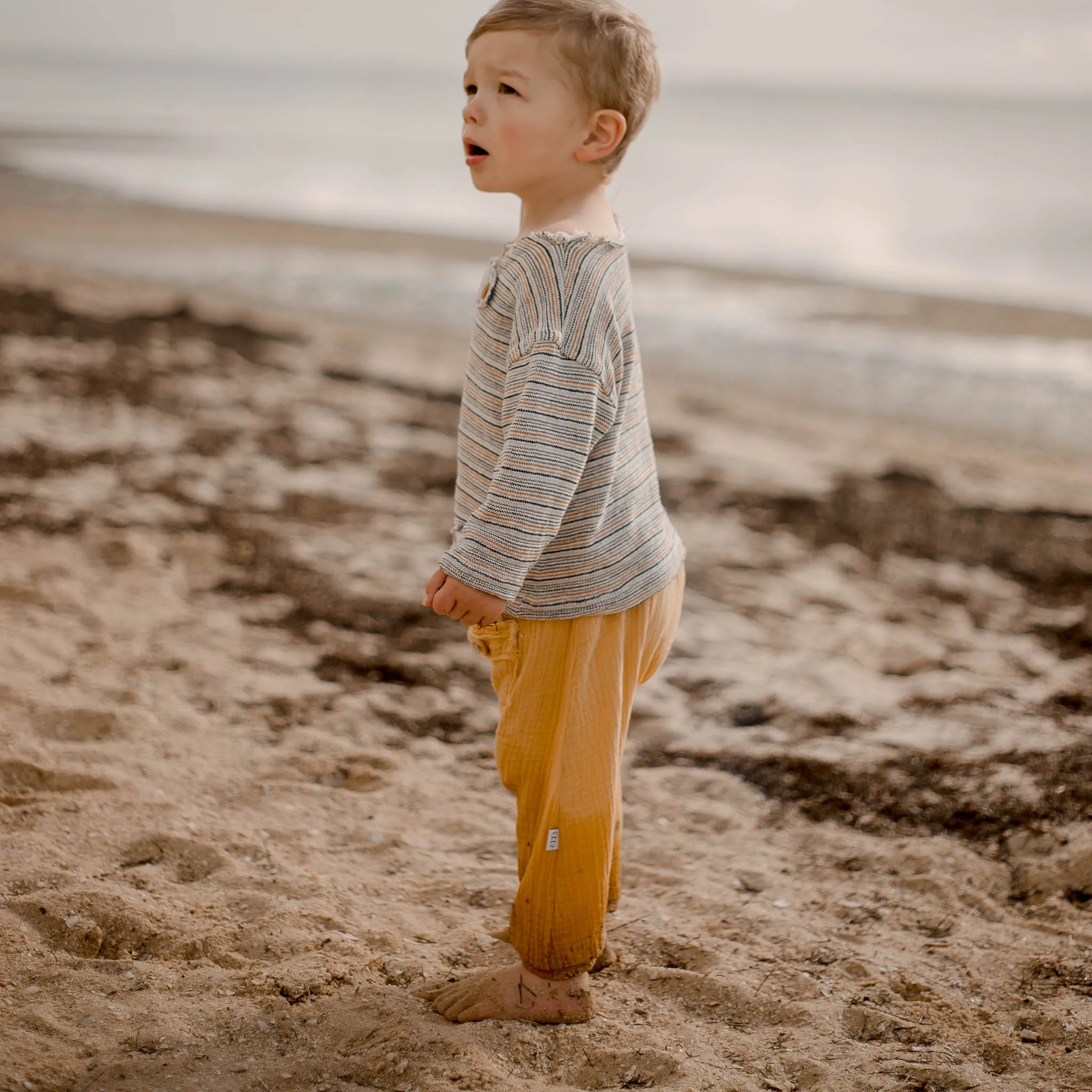 Organic Cotton Toddler Harem Pants - Mustard