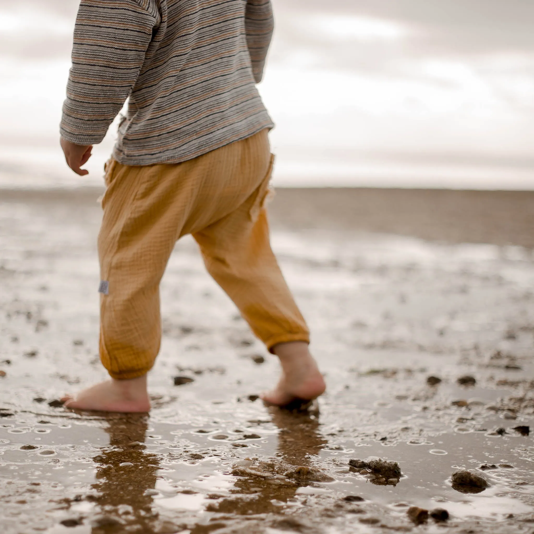 Organic Cotton Toddler Harem Pants - Mustard