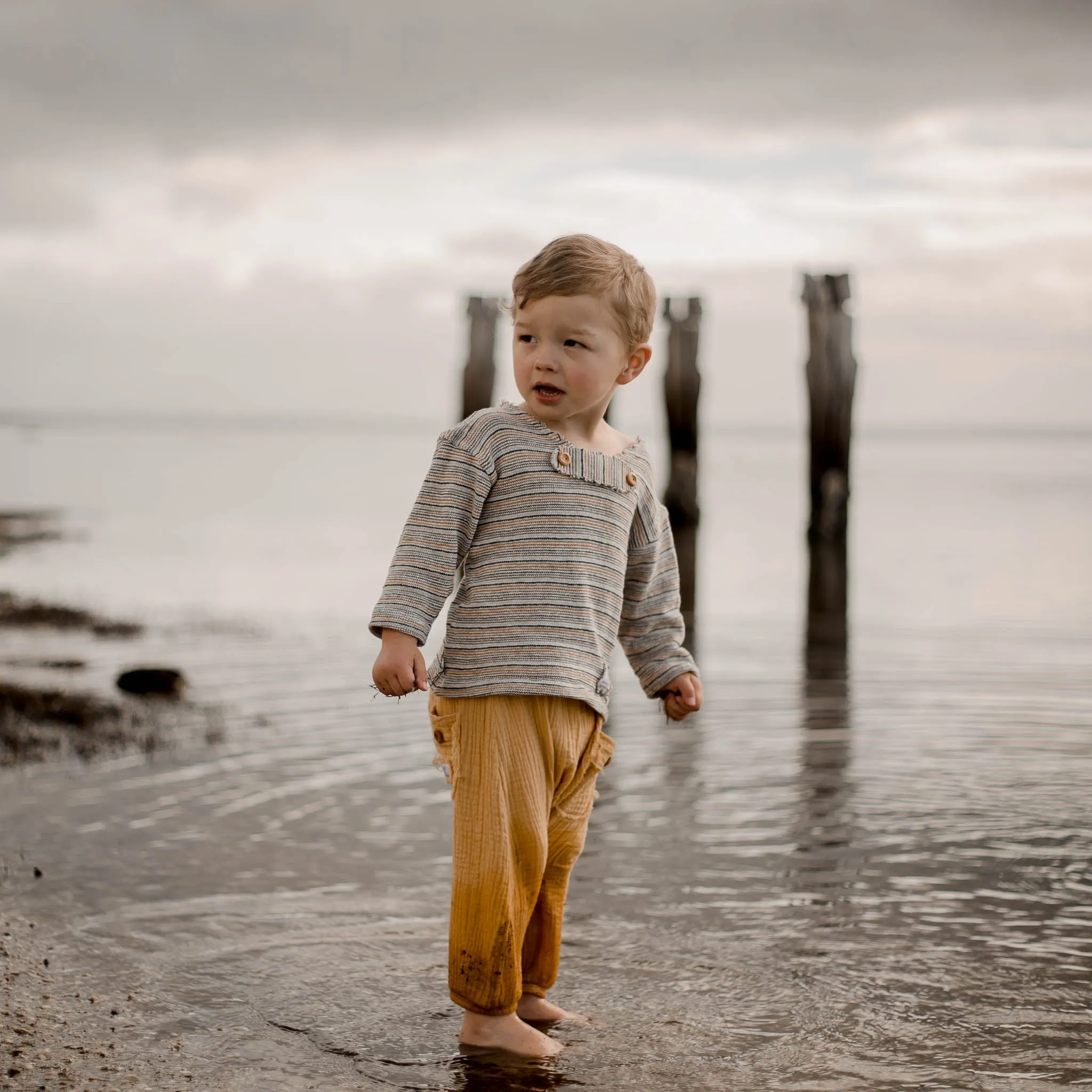 Organic Cotton Toddler Harem Pants - Mustard