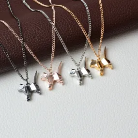 Origami Cat Kitty Pendant Necklace Suspend Creative Minimalist Animal Childlike Rose Gold Silver Black Pensonality Jewelry