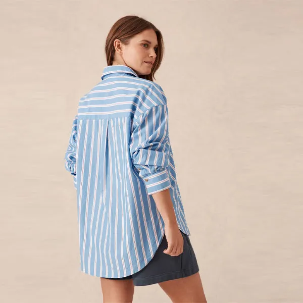 Oversized Shirt - Blue, White   Red Stripe