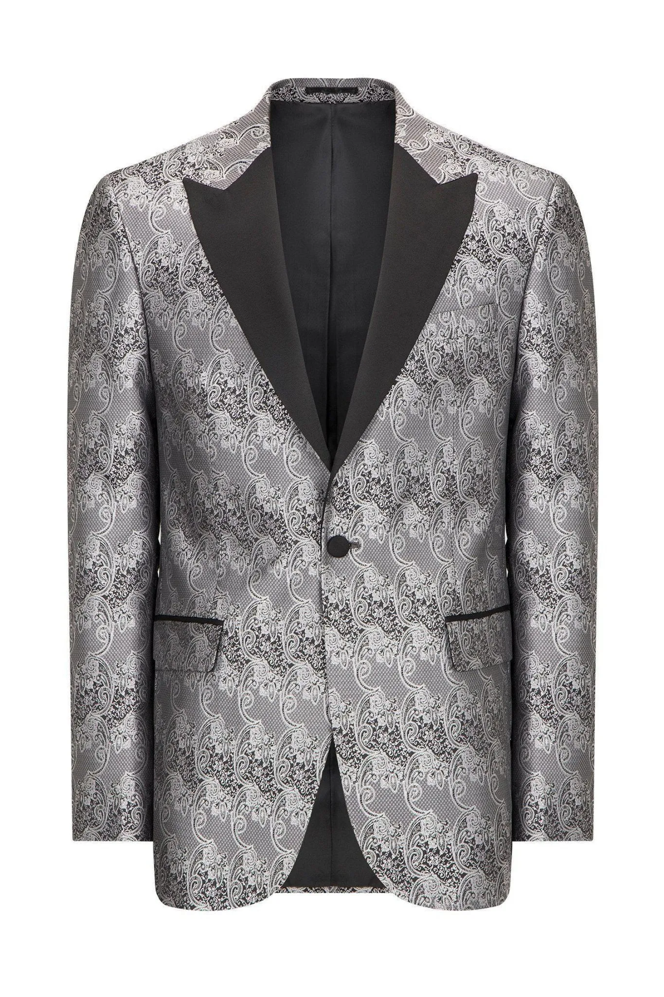 Paisley Peak Lapel Tuxedo Jacket - Silver