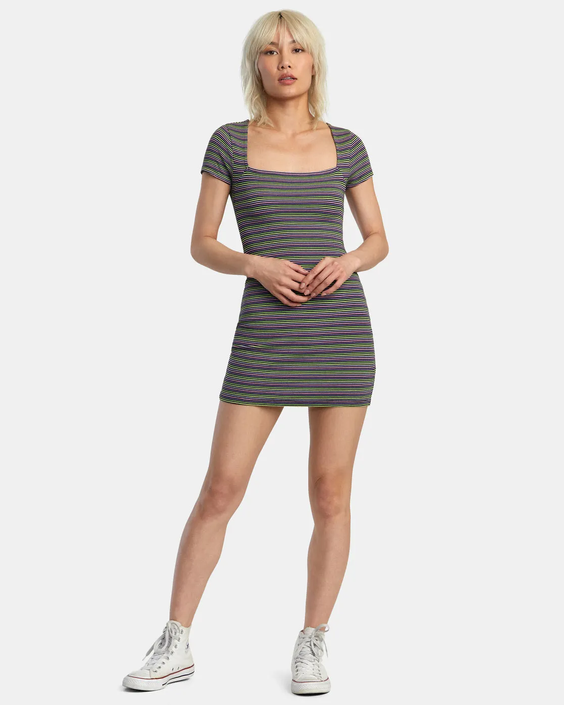 Partition Mini Rib Knit Dress - RVCA Black