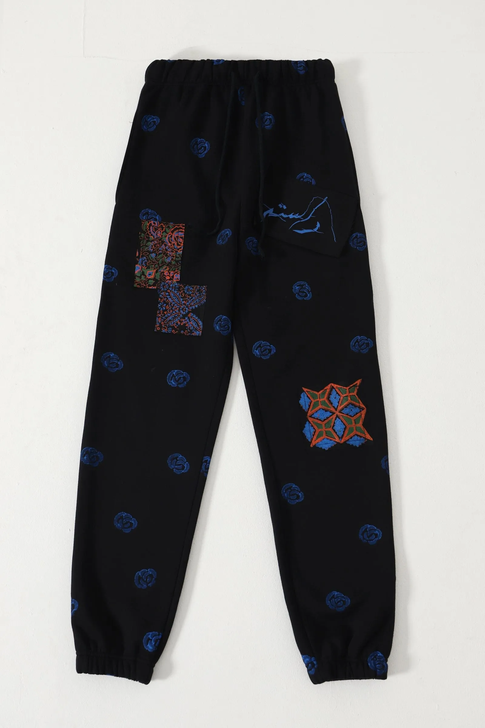 PATCHWORK BLOCK PRINT SWEATPANTS