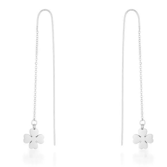 Patricia Clover Threaded Drop Earrings | Stainless Steel