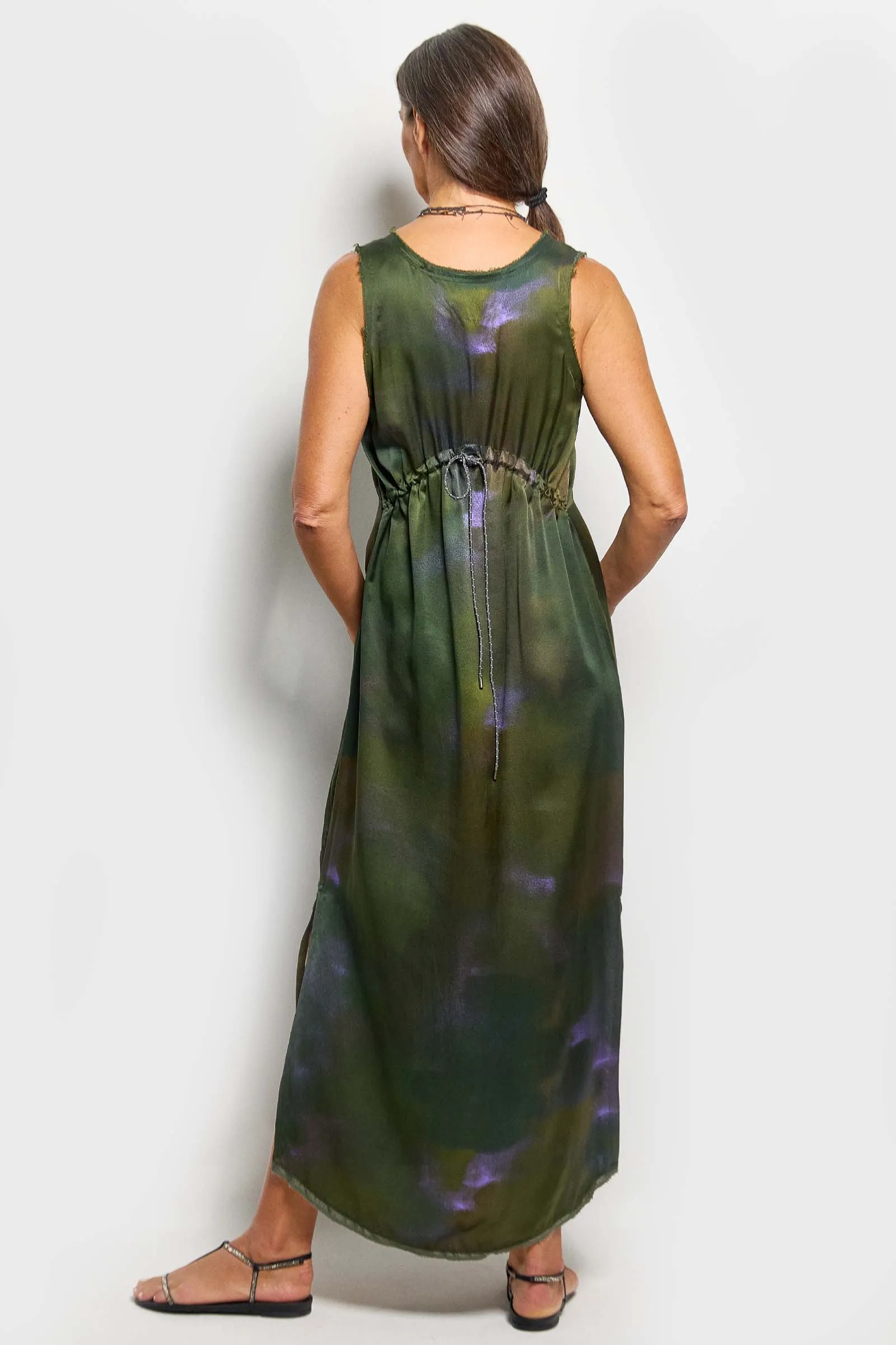 peignoir mist print silk dress