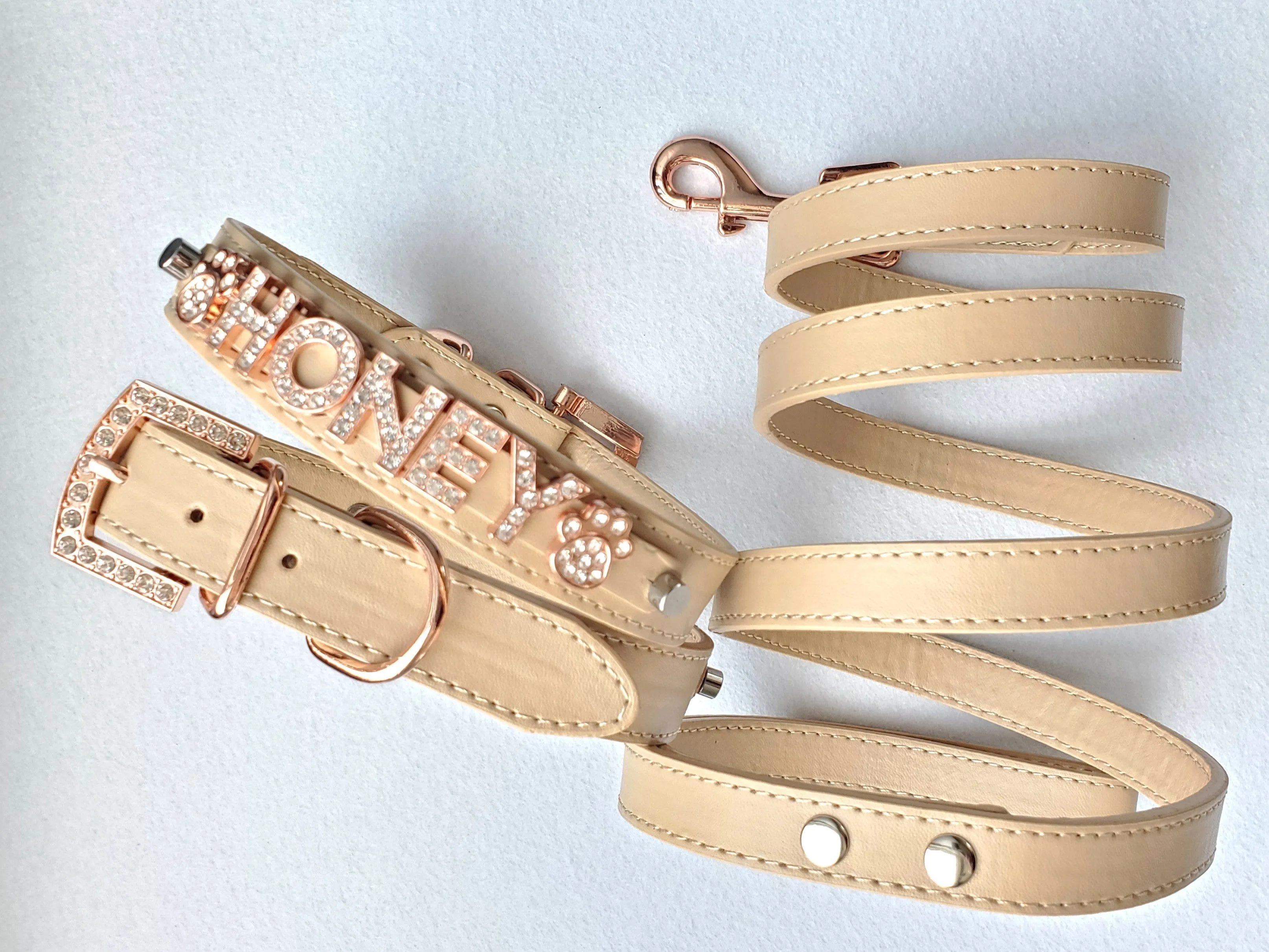 Personalized Collar | Sand and Rose Gold