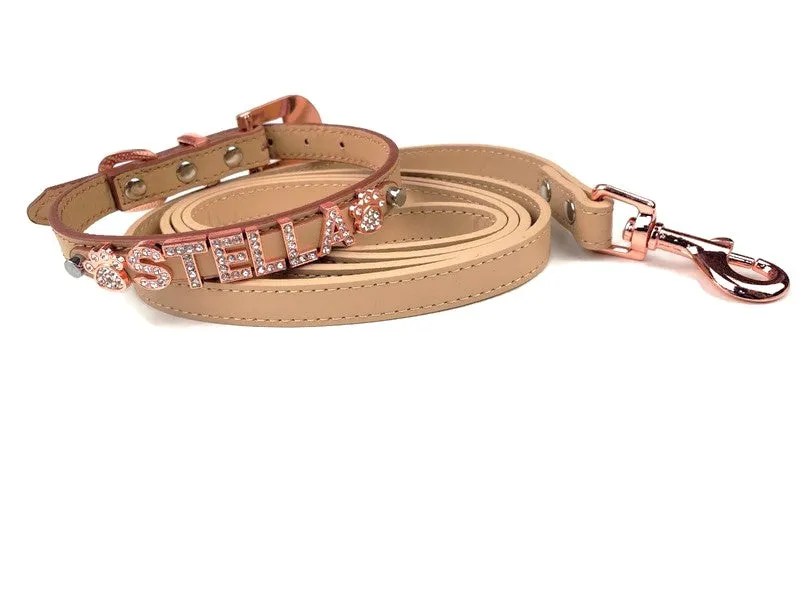 Personalized Collar | Sand and Rose Gold