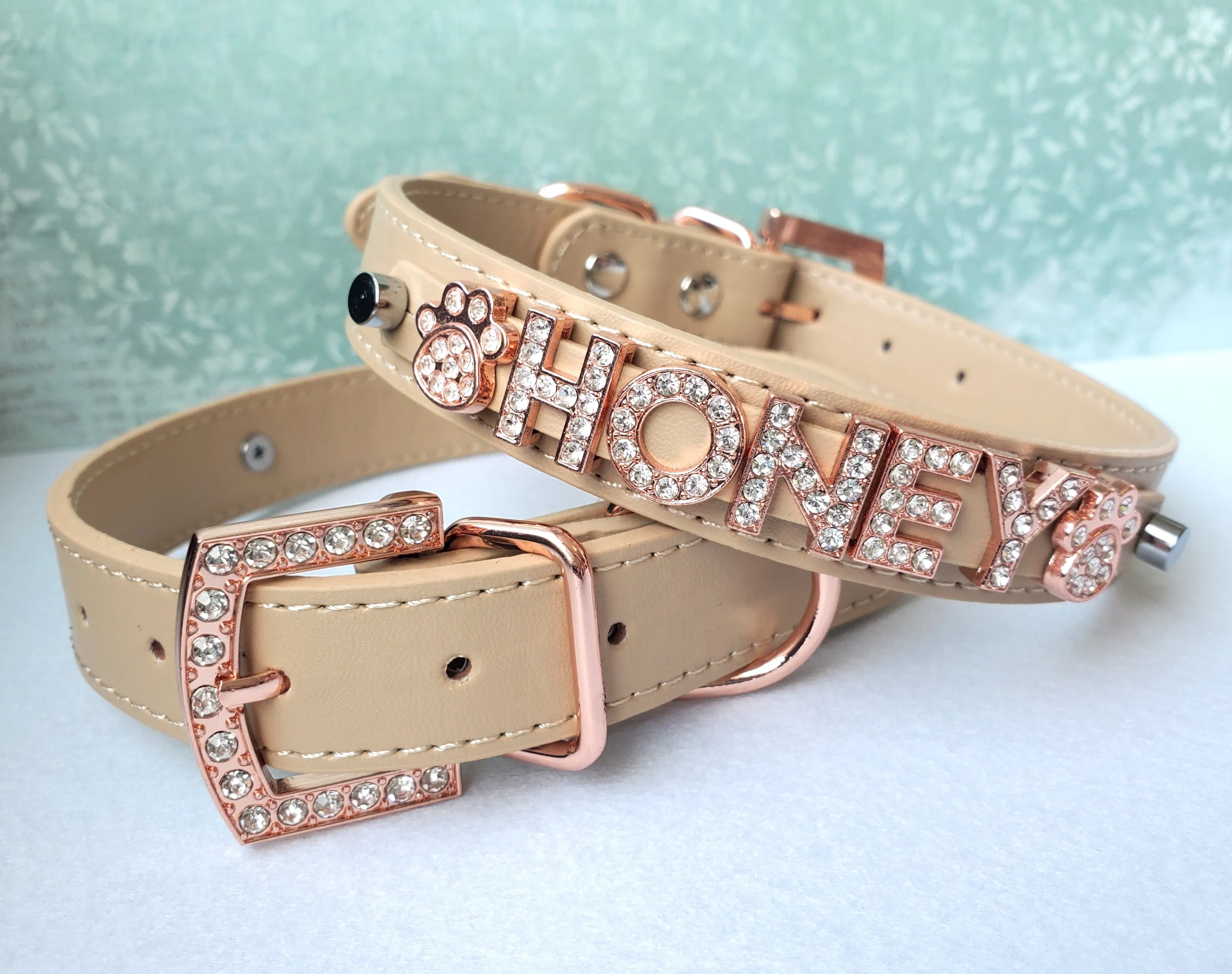 Personalized Collar | Sand and Rose Gold