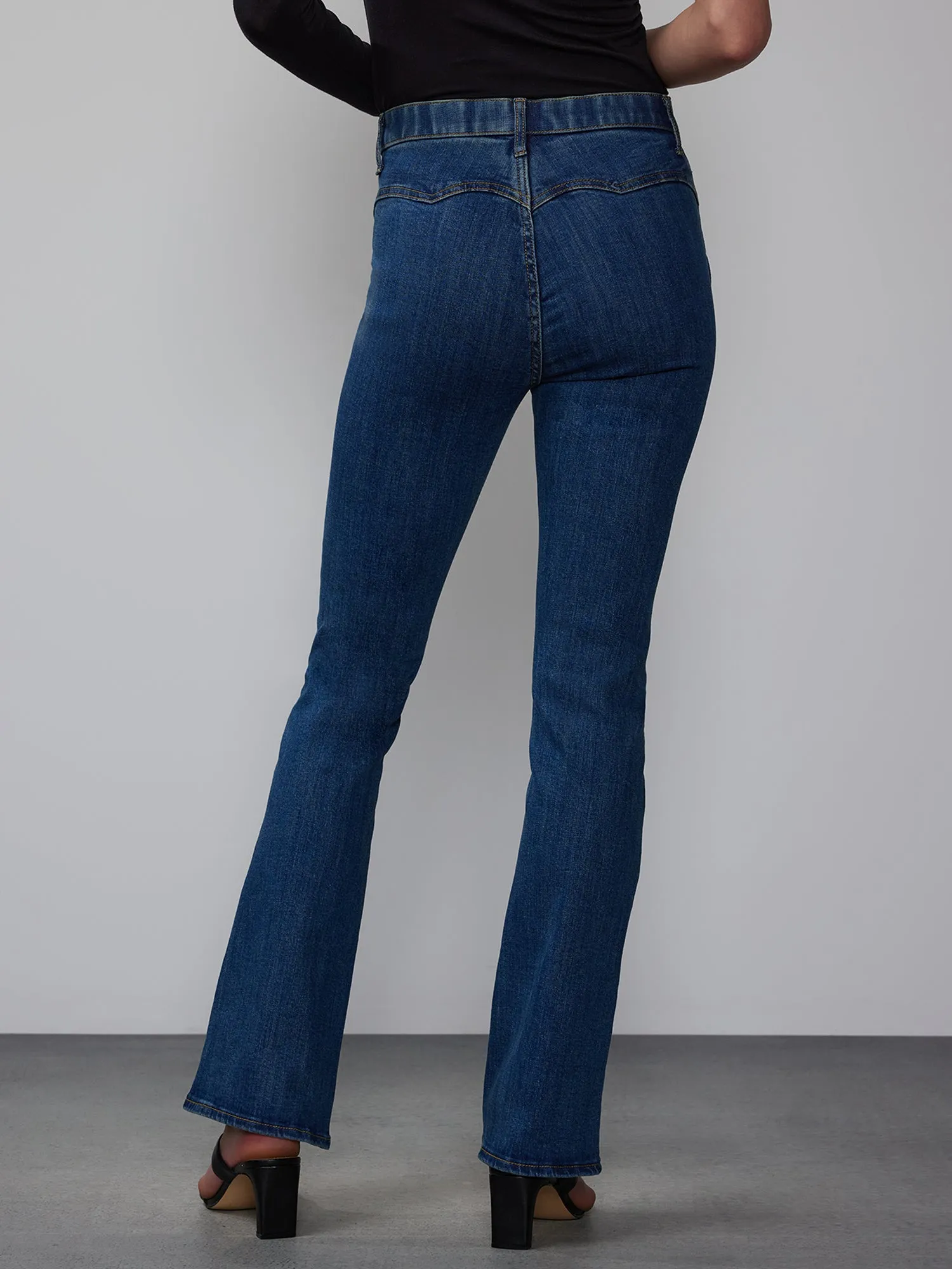 Petite High Rise Curved Yoke Bootcut Jeans