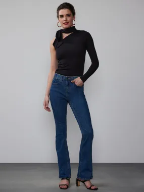 Petite High Rise Curved Yoke Bootcut Jeans