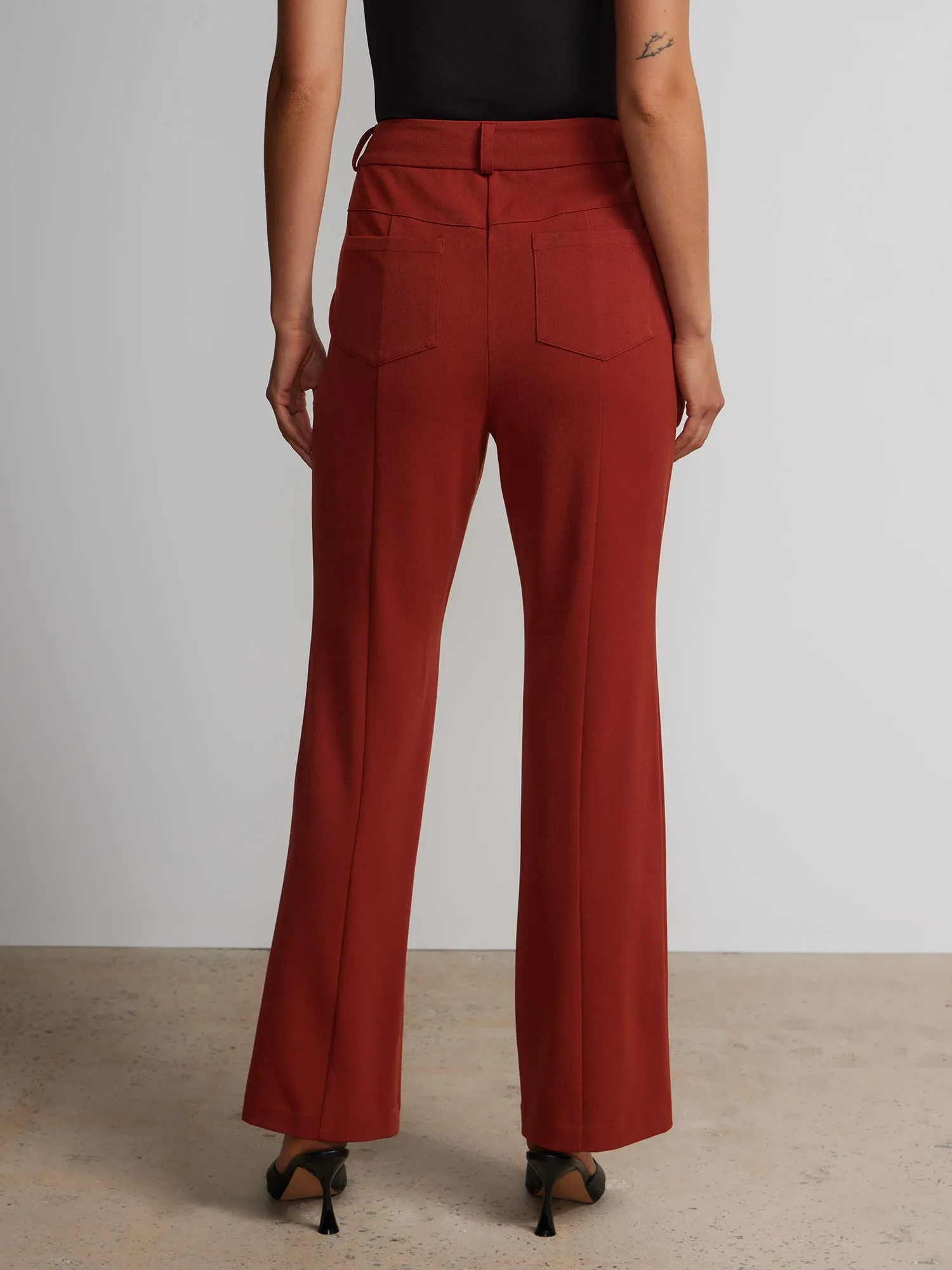 Petite Seamed Slim Bootcut Pants