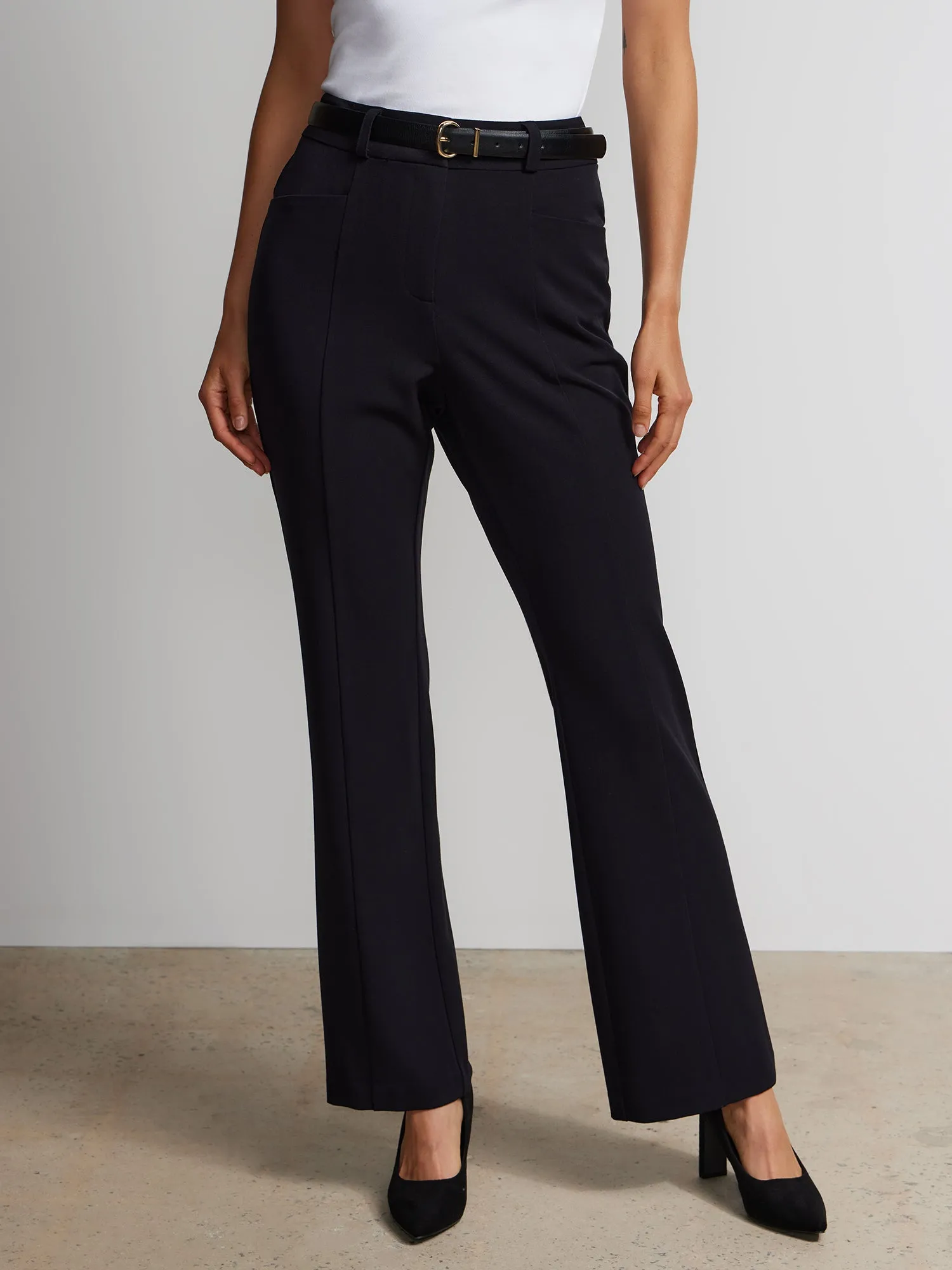 Petite Seamed Slim Bootcut Pants