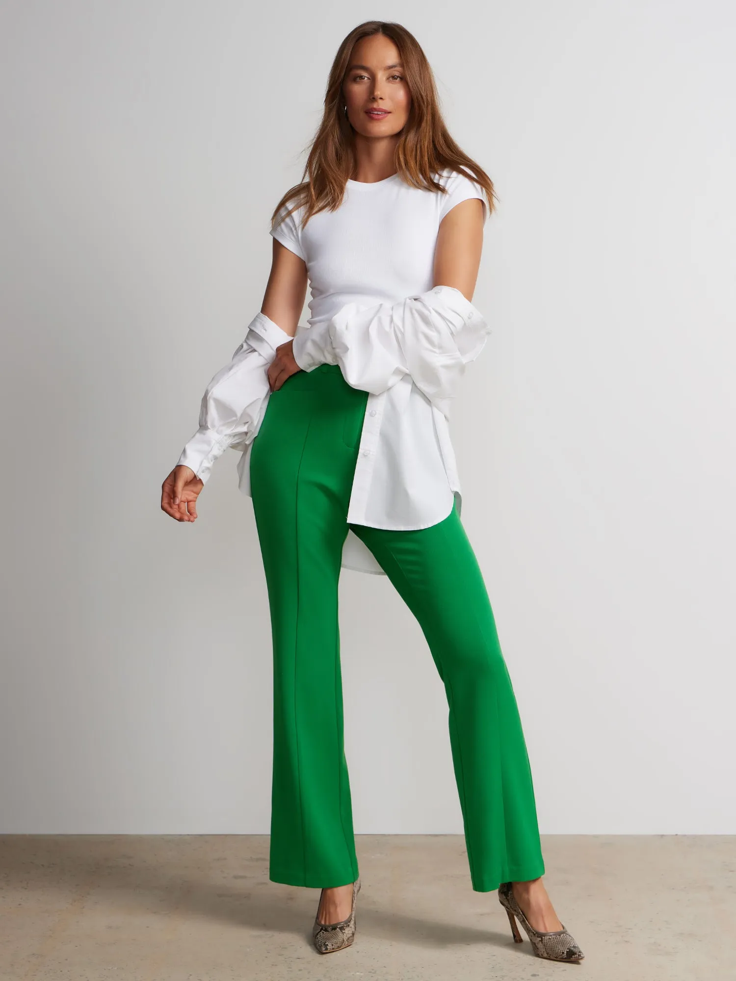 Petite Seamed Slim Bootcut Pants