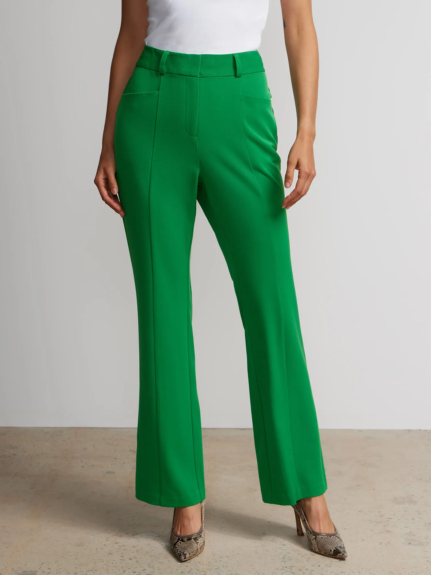 Petite Seamed Slim Bootcut Pants