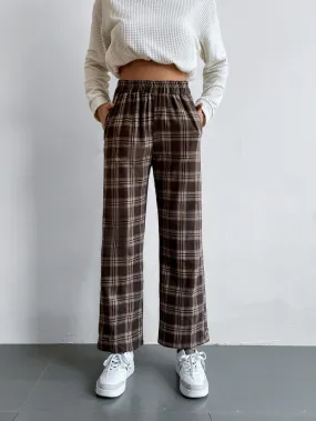 Preppy Tartan High Waist Long Women Pants