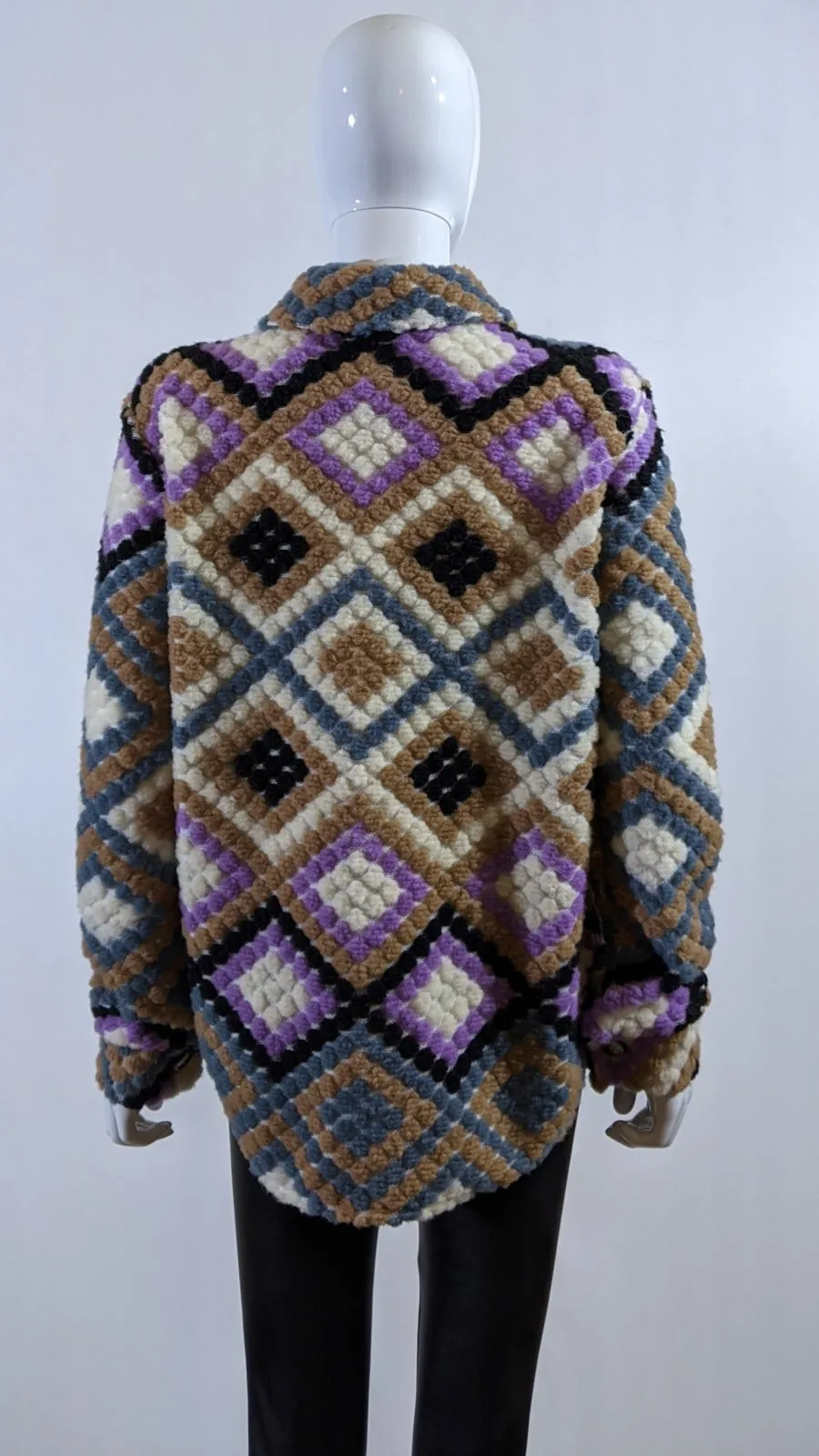 Purple Wool Blend Aztec Print Button Up Shacket