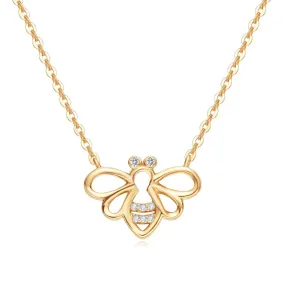 "Be Bright" Minimalist Dainty Bee Yellow Gold Necklace