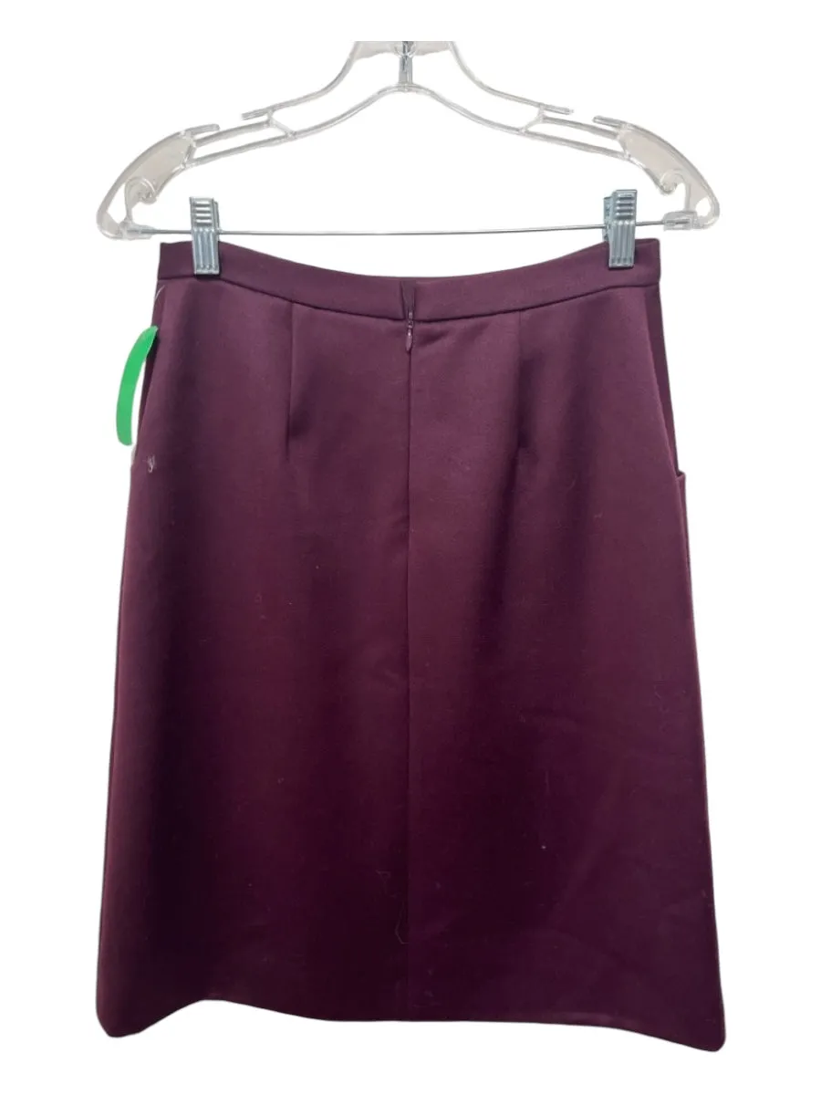 Raoul Size 4 Bordeaux Wool Pencil Pockets Midi Skirt